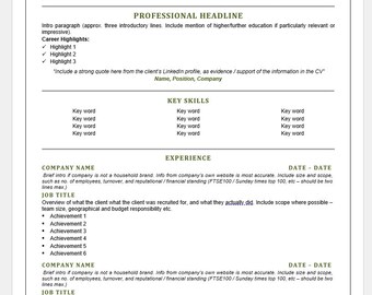 Professional Resume Template, CV template, Executive Resume, ATS Friendly, Finance Resume,