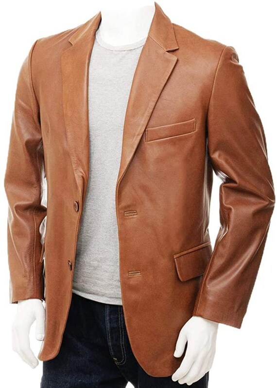 Ropa Ropa para hombre Chaquetas y abrigos chaqueta marrón de cuero hecha a mano y cierre de botón de abrigo 