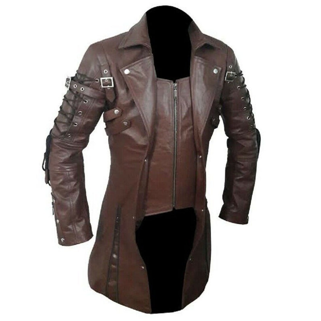 Brown Steampunk Leather Coat for Men Goth Matrix Leather - Etsy