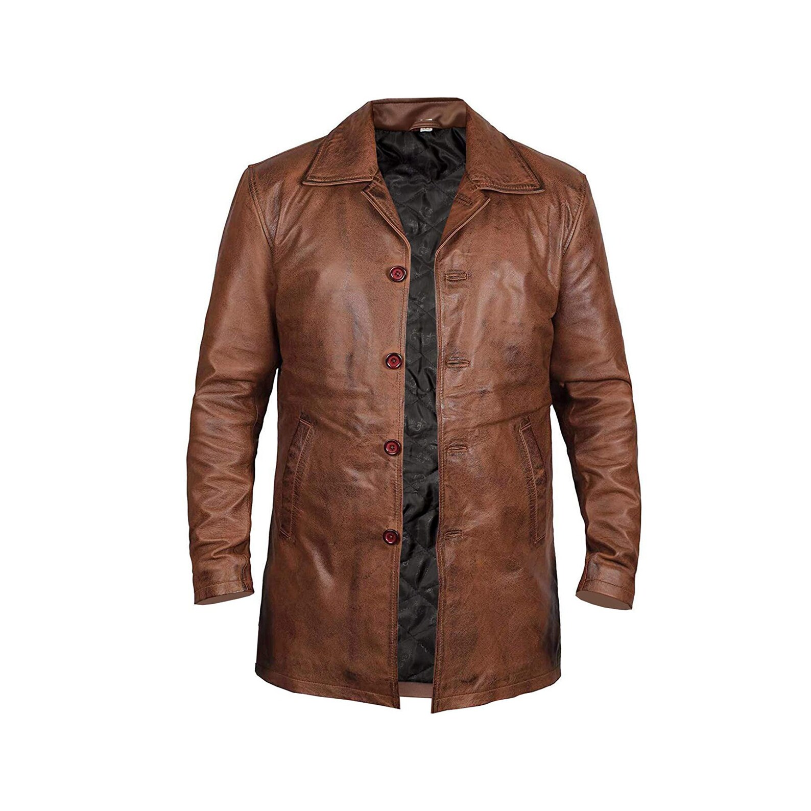 Distressed Brown Long Leather Car Coat for Men Brown Leather Etsy UK