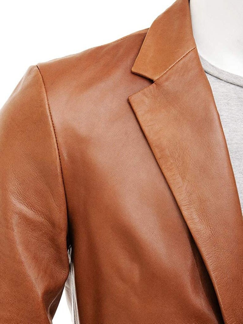 Handmade Tan Leather Sports Coat for Men Handmade Slim Fit Etsy