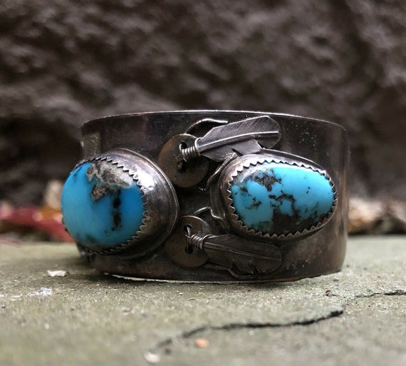 INCREDIBLE Vintage Navajo Turquoise Sterling Silv… - image 6