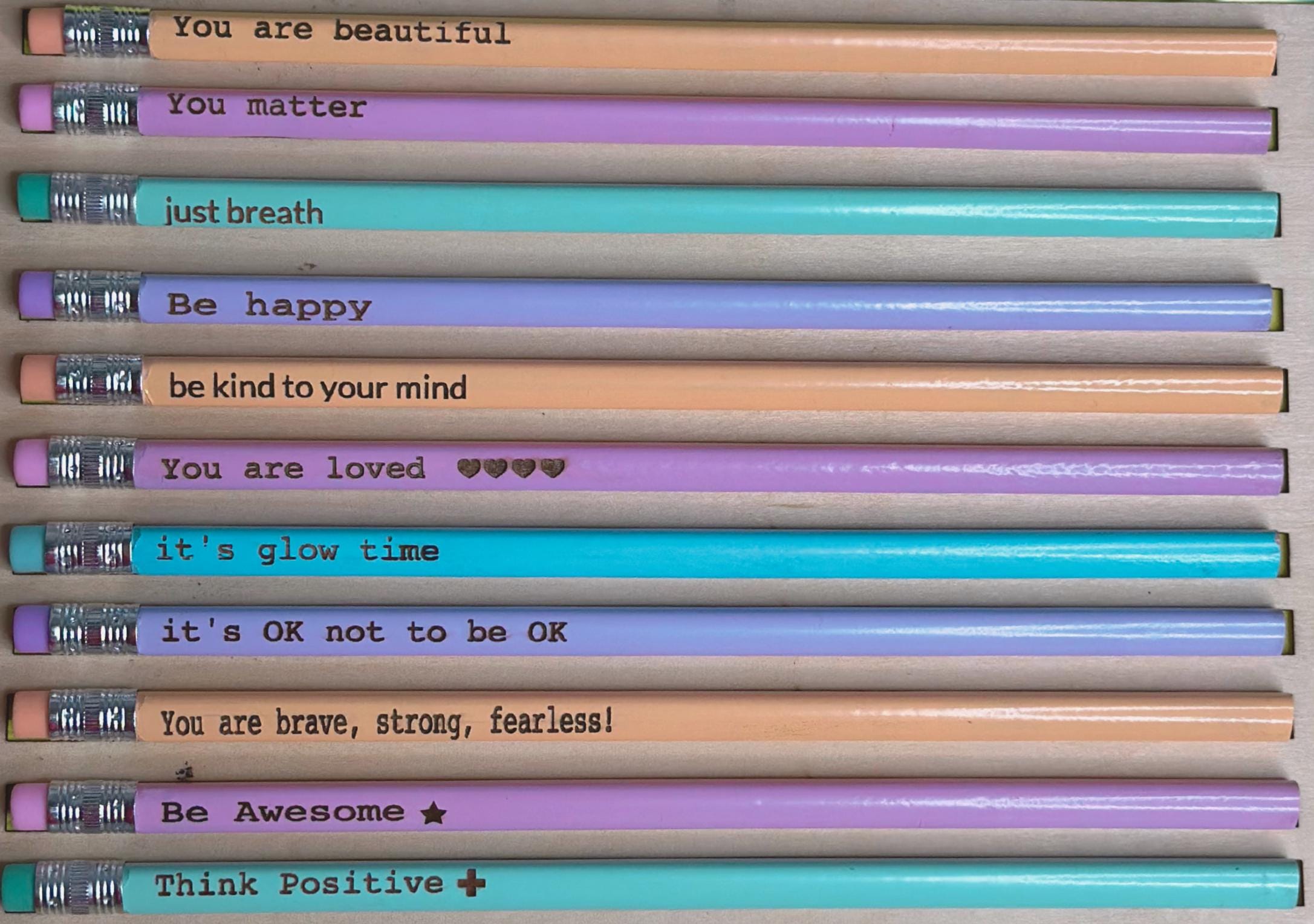 Motivational Pencil Set – Laser Engraved Encouragement for Students & Adults
