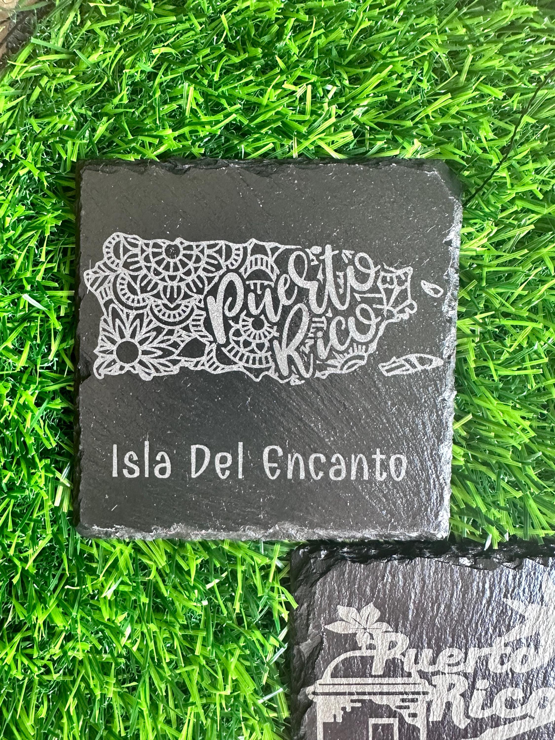 Puerto Rico Engraved Slate Coasters, Perfect for Housewarming Gift ...