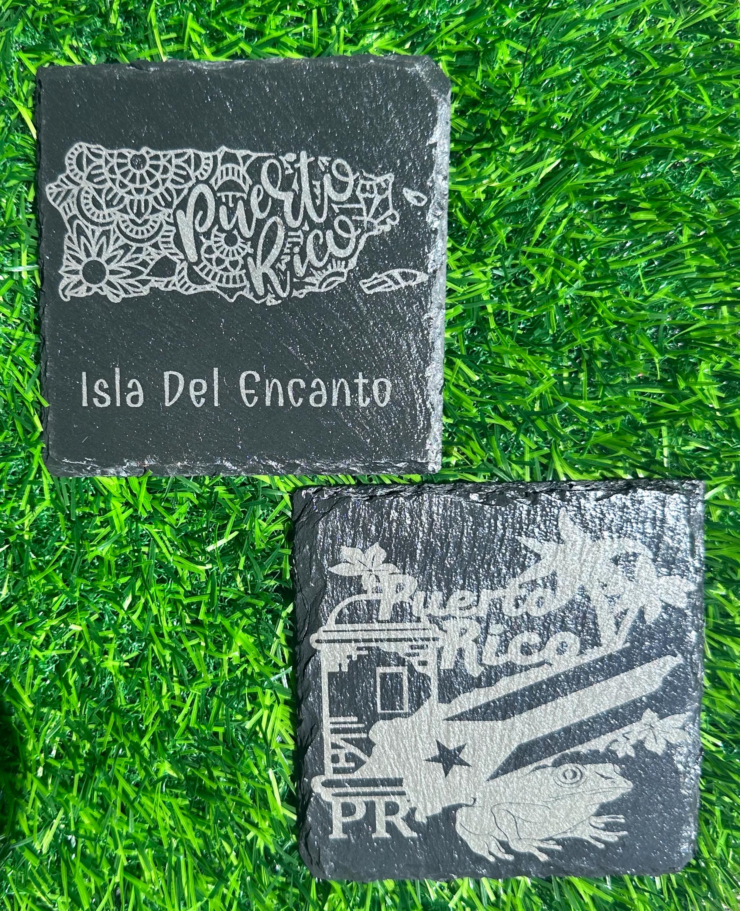 Puerto Rico Engraved Slate Coasters, Perfect for Housewarming Gift ...
