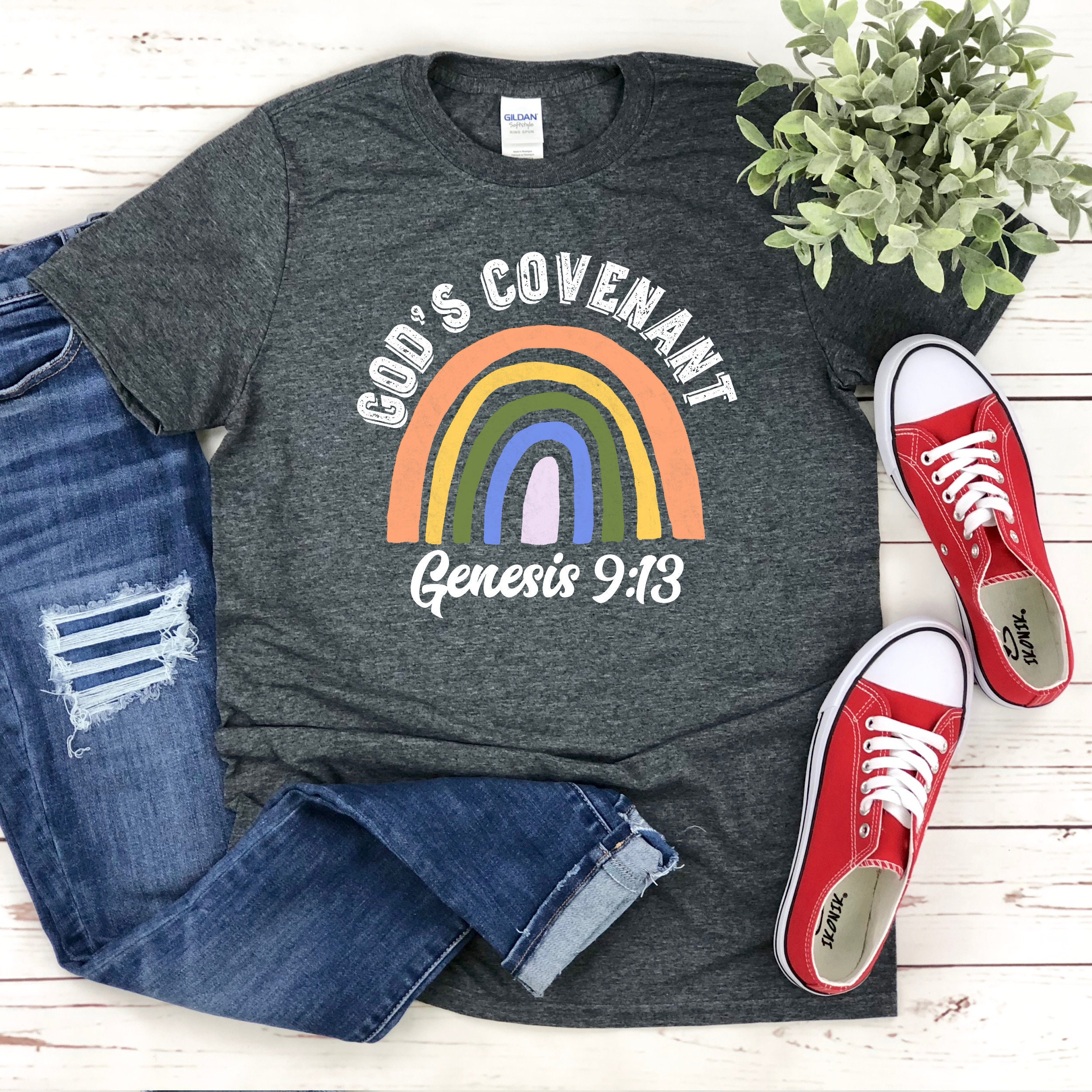 Rainbow Shirt, Christian Rainbow Shirt, Bible verse shirt, Church Shi…