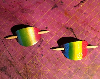 Gay pride leather shawl or hair pin