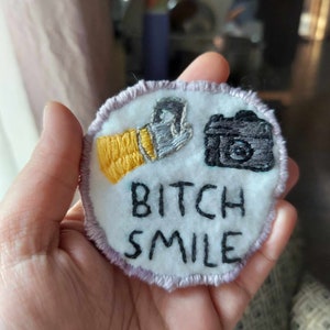 Lights Camera Bitch Smile - Tortured Poets Department Taylor Swift Hand-Embroidered Sew-On Felt Patch
