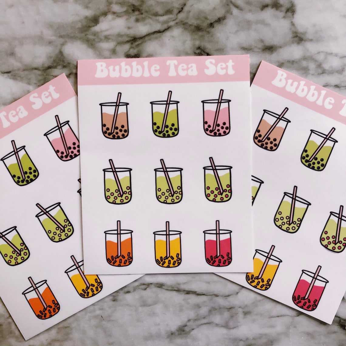Bubble tea sticker sheet boba tea sticker set | Etsy