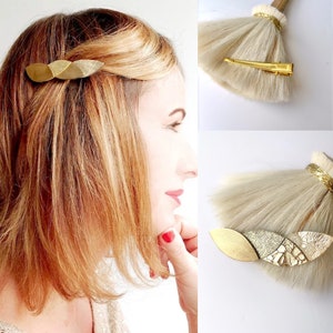 Leather hair clip personalization wedding Bridal hair accessory flower petal bridesmaids image 1