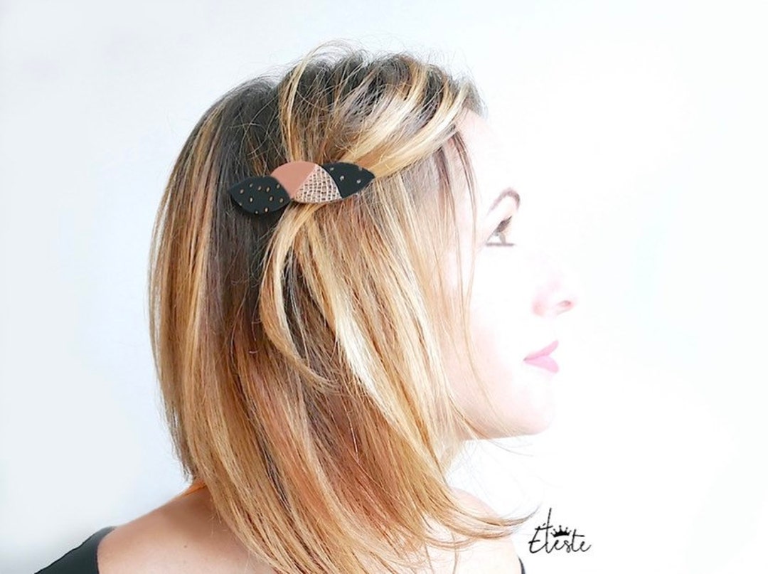 Crocodile Clip Leather Hair Clip, Wedding Hairstyle Etsy