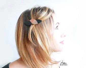 Barrette cheveux cuir pince crocodile, coiffure mariage