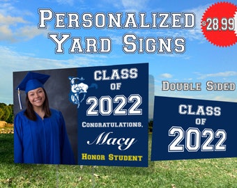 Double-sided Custom Yard Sign for Graduation, Birthday, Baby Announcement.  24" x 18" for Indoor & Outdoor.