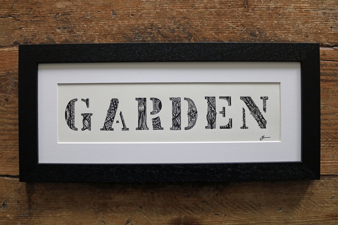 Original Hand Drawn 'Garden' Word Art Illustration Etsy