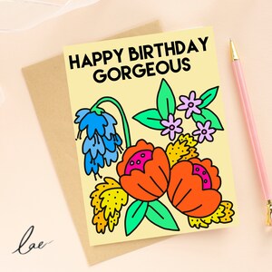 WUNDERSCHÖNE BIRTHDAY Karte - florale Illustration, Freundschaft, Brieffreundschaft, Brieffreundschaft
