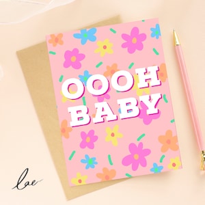 OHH BABY Neue Baby Grußkarte - Babyparty, Geburt, Willkommen in der Welt, Baby Mädchen, Baby Junge, Blume Daisy Cute