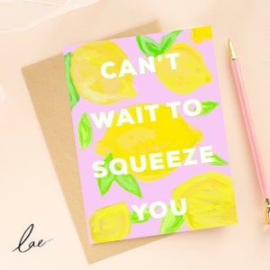 SQUEEZE YOU Grußkarte - Citrus Illustration, Freundschaft, Brieffreundschaft, Brieffreunde, vermisse dich! Umarmung in einer Karte