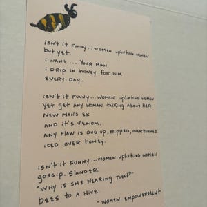 Poesie, Gedicht, Biene, Druck, Frauen, Frauenpower, Frauenstärktung, Grußkarte, handmade