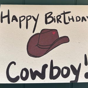 Cowboy, Aniversário, Rodeio, Cartão de felicitações, Em branco, Dang, Feito à mão, Chapéu de cowboy