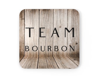 Team Bourbon Corkwood Coaster Set Bourbon Coaster Gift For Bourbon Drinkers Gift for Bourbon Lovers, Bourbon Christmas Gift for Bourbon Fans