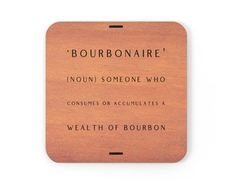 Bourbonaire Corkwood Coaster Set Bourbon Coaster Gift For Bourbon Drinkers, Funny Gift for Bourbon Lovers, Christmas Gift for Bourbon Fans