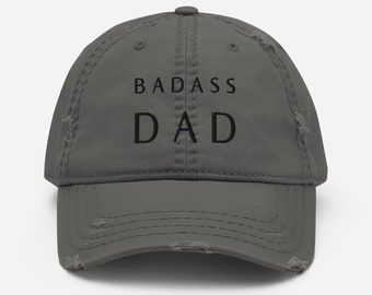 Badass Dad Distressed Dad Hat Christmas Gift For Dad From Daughter or Son, Birthday Gift for Father, Funny Dad Gift From Kids, Dad Gifts