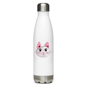 Divertido gato de dibujos animados regalo de botella de agua de acero inoxidable para niños y amantes de los gatos, regalo de Navidad para niños, regalo de gato fresco, regalo de gato funky