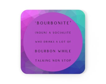 Bourbonite Corkwood Coaster Set Bourbon Coaster Gift For Bourbon Drinkers, Funny Gift for Bourbon Lovers, Christmas Gift for Bourbon Fans
