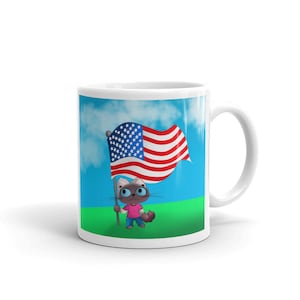 Cat Waving USA Flag Coffee Mug Gift for Cat Lover, Fun Cat Gifts, Cat themed gifts, Funny cat gifts, Christmas gift for cat fans Cat owner