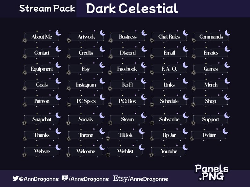 Dark Celestial Twitch Pack Stream Pack for Vtubers Etsy