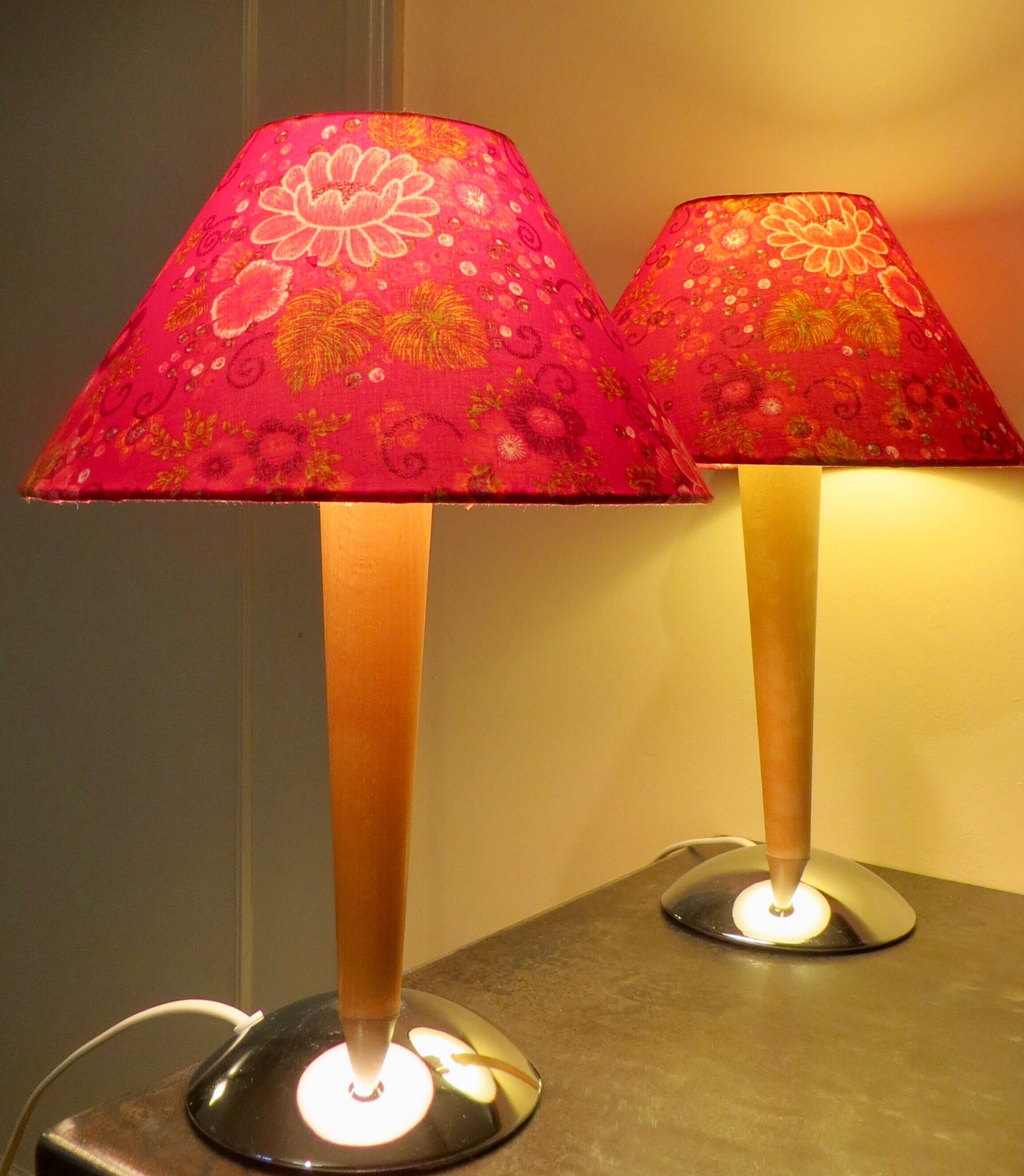 Ensemble 2 Lampes Fleurs Roses