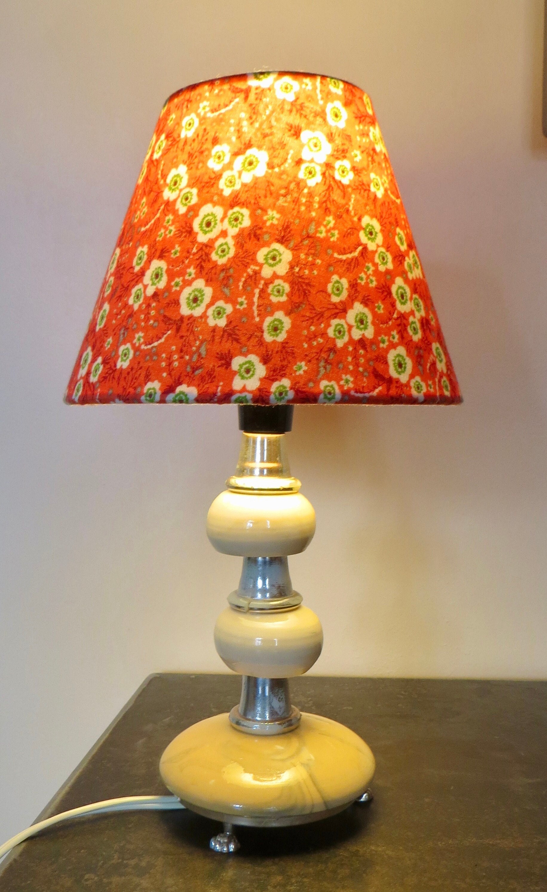 Petite Lampe Fleurie Rouge