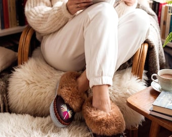 Book Lover Gift, Sheepskin Slippers for Women, Handmade Wool Reading Slippers, Bookworm Gift, Cosy Gift for Her, Unique Gift