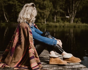 CARAMEL LEATHER SLIPPERS boots 100% real leather slippers