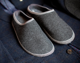 Men's handmade felt slippers, wool, ultralight indoor shoes, super cosy, perfect gif for him