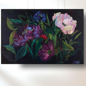 Moody Gothic Floral Art Print Dark Flower Wall Decor Romantic Goth Artwork For Maximalist Bedroom Fall Home Decor Original Fine Art Print