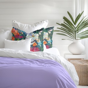 Lilac Floral Duvet Cover Dopamine Decor Bedding Set Cotton Or Microfiber Queen King Twin XL Colorful Bedroom Gift For Her Boho Bedding Cover