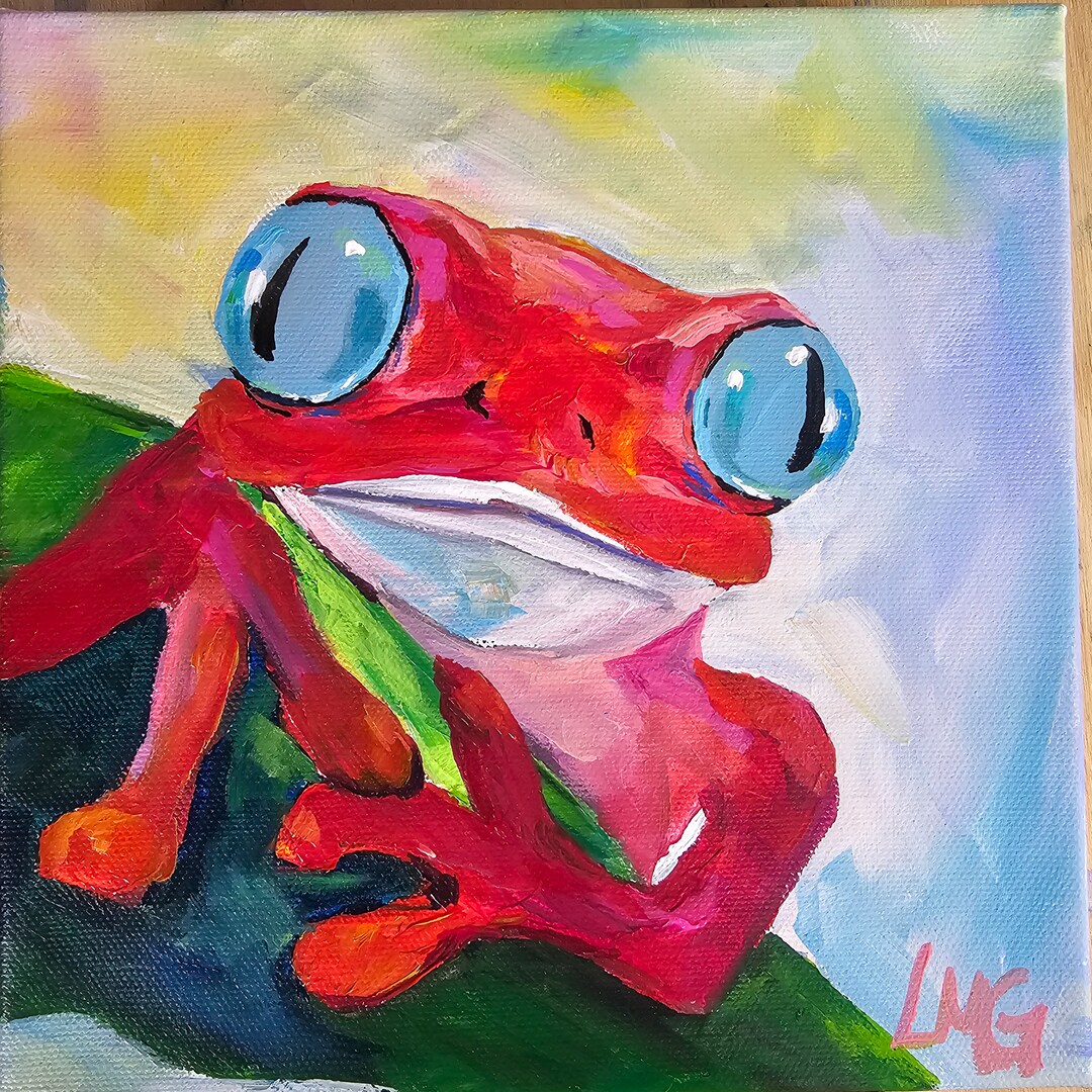 Frog Wall Art, 8x8 Original Tree Frog Painting, Etsy