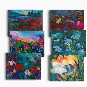 Floral Notecards Set With Birds And Bees Blank Greeting Cards Set Of 6 Nature Art Garden Stationery With Envelopes A2 Size Hand Painted