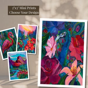 Mini Aceo Art Print 2x3 Inches – Choose Your Design Bold Colorful Tiny Wall Art From Original Painting Budget Friendly Desk Art Gift