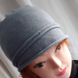 Winter hat made of sky-blue merino wool knit