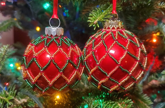 Hand beaded on sale christmas ornaments