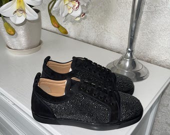 Rare CHRISTIAN LOUBOUTIN Louis Junior Strass Sneakers Size 39 AUTHENTIC