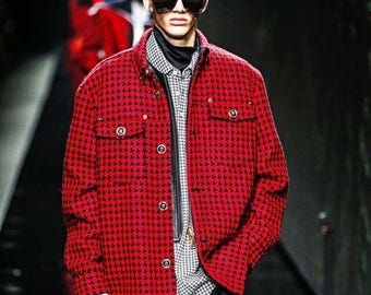 Camisa con botones roja Medusa de Versace para hombre, talla 48 M, AUTÉNTICA