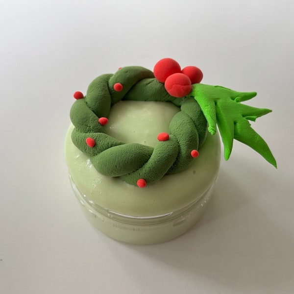 CHRISTMAS WREATH slime- scented, diy clay, butter slime