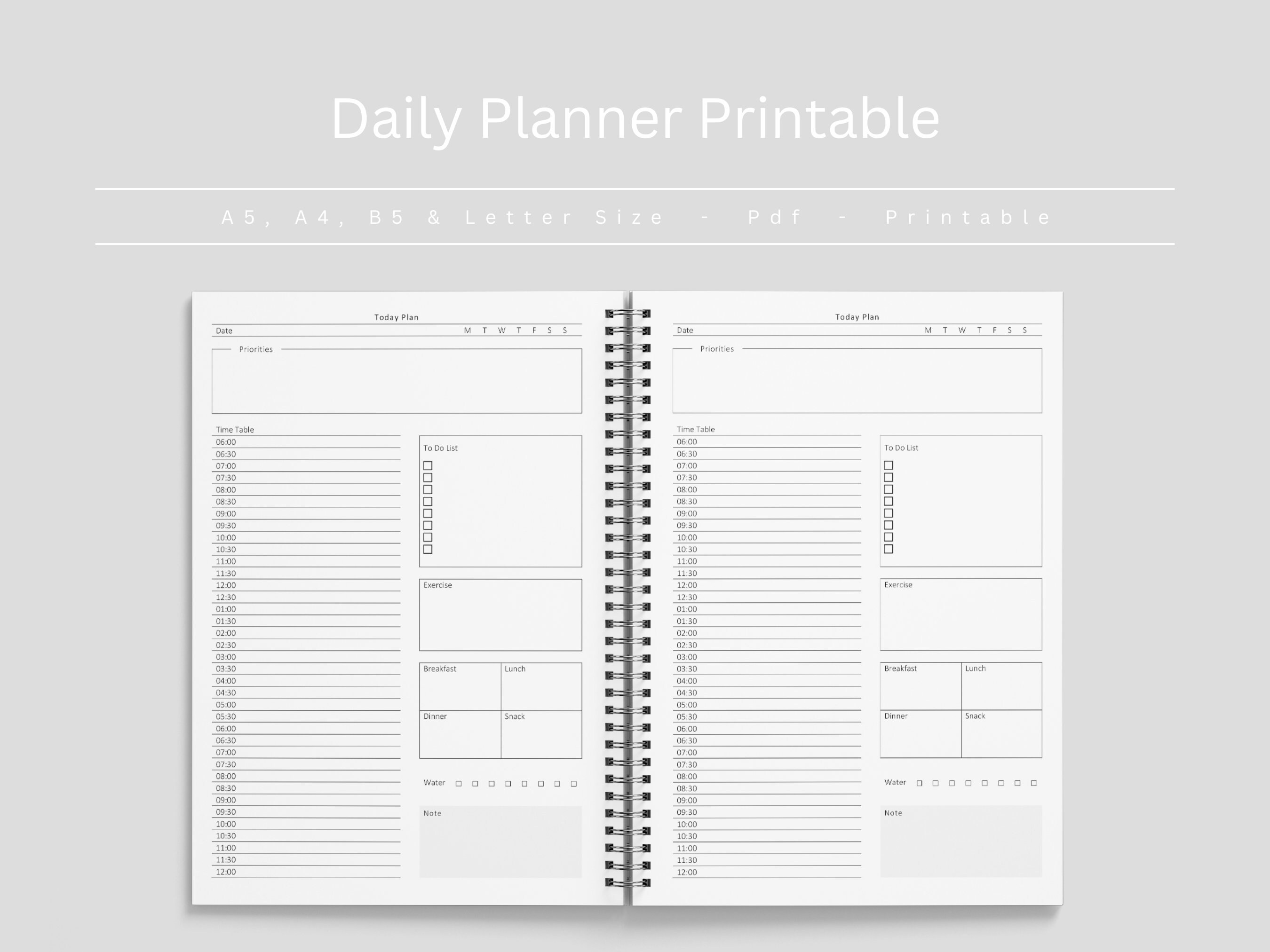 Daily Planner Printable Hourly Schedule Printable Hourly Etsy Australia