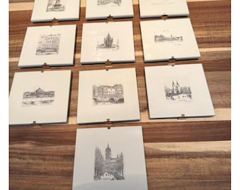 Mini Pencil Drawings by Reinoud Brandt Set of 10 Ranging from 1985-1997 Signed