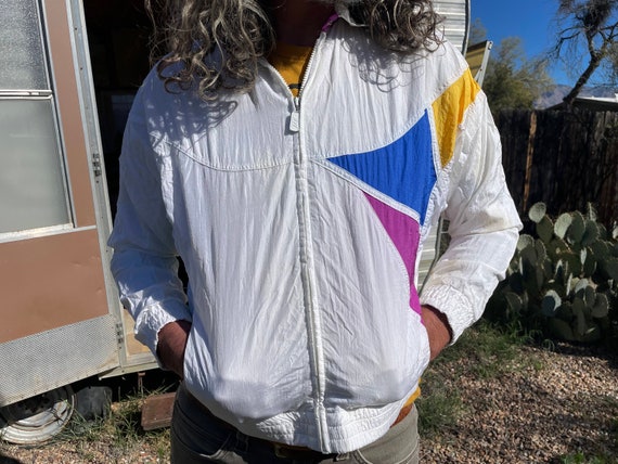 80s Nylon Track Jacket Windbreaker- Cotton Lining… - image 1