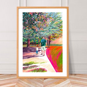 OTOÑO BRETON - Ilustración A3 lápices de colores, cartel de paisaje de Bretaña, viaje bretón, paseo por la decoración del bosque, impresión para decoración de pared