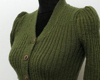 1940s Reproduction "Grandstand" Cardigan (Broadleaf Green)